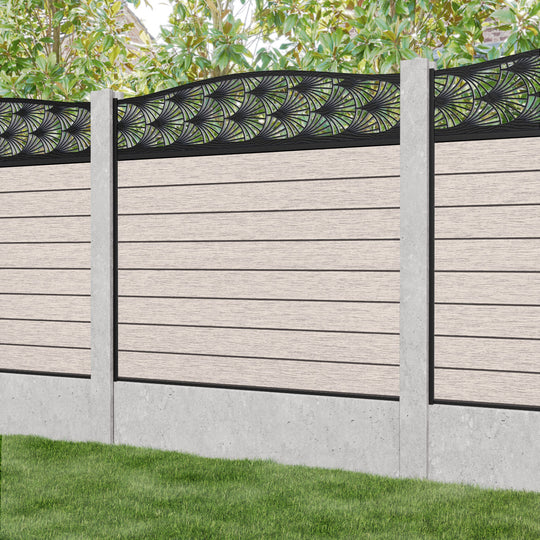 Fusion Laurel Curved Top Fence Panel - Mid Stone - for existing concrete posts