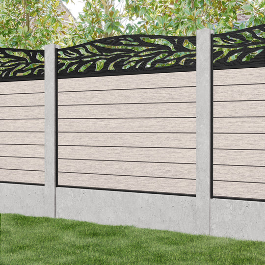 Fusion Malawi Curved Top Fence Panel - Mid Stone - for existing concrete posts