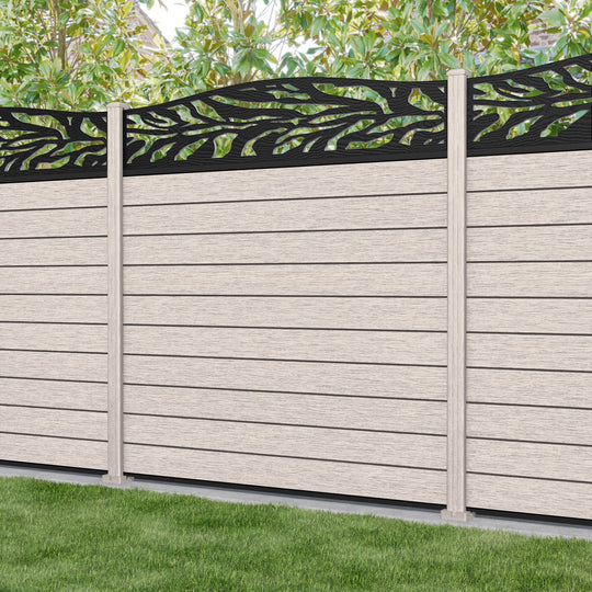 Fusion Malawi Curved Top Fence Panel - Mid Stone - with our composite posts