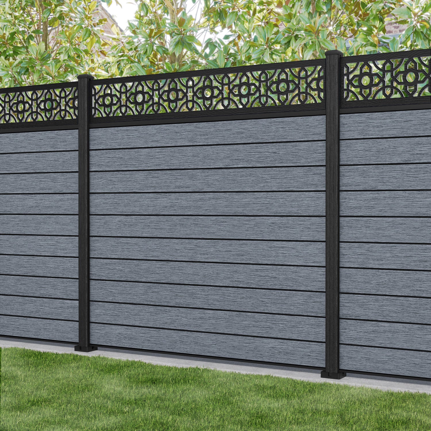 Fusion Nabila Fence Panel - Anthracite - with our composite posts