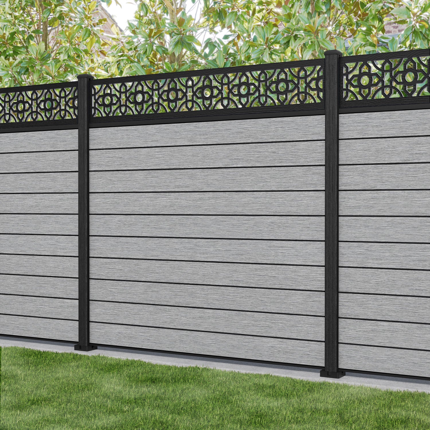 Fusion Nabila Fence Panel - Light Grey - with our composite posts