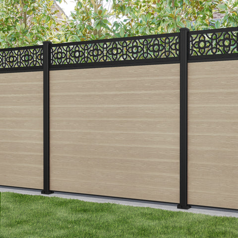 Classic Nabila Fence Panel - Light Oak - with our aluminium posts