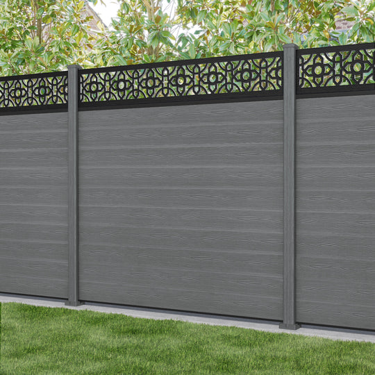 Classic Nabila Fence Panel - Mid Grey - with our composite posts