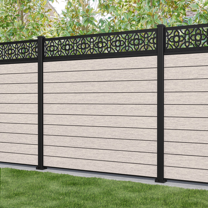 Fusion Nabila Fence Panel - Mid Stone - with our aluminium posts