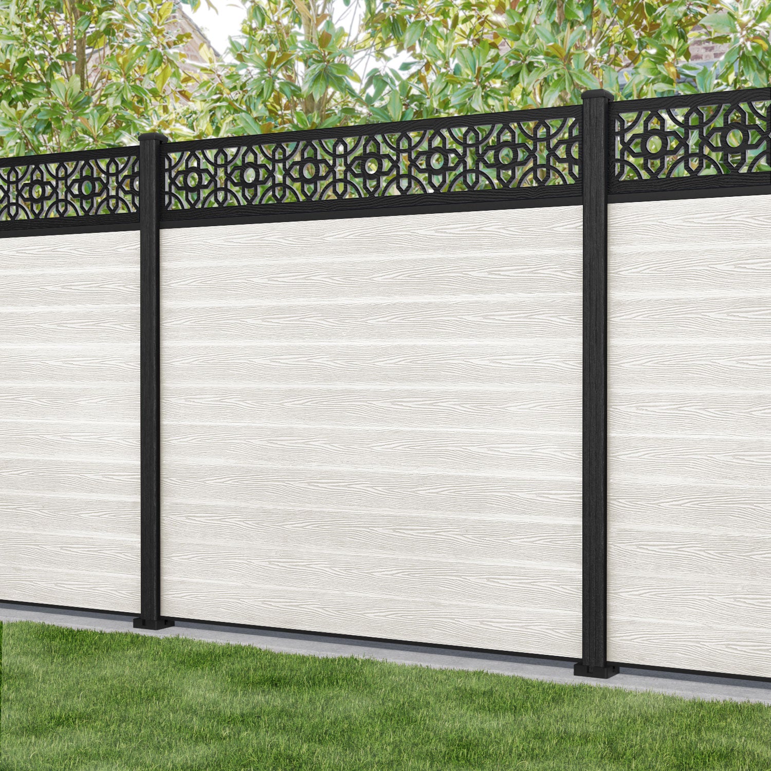 Classic Nabila Fence Panel - Light Stone - with our composite posts