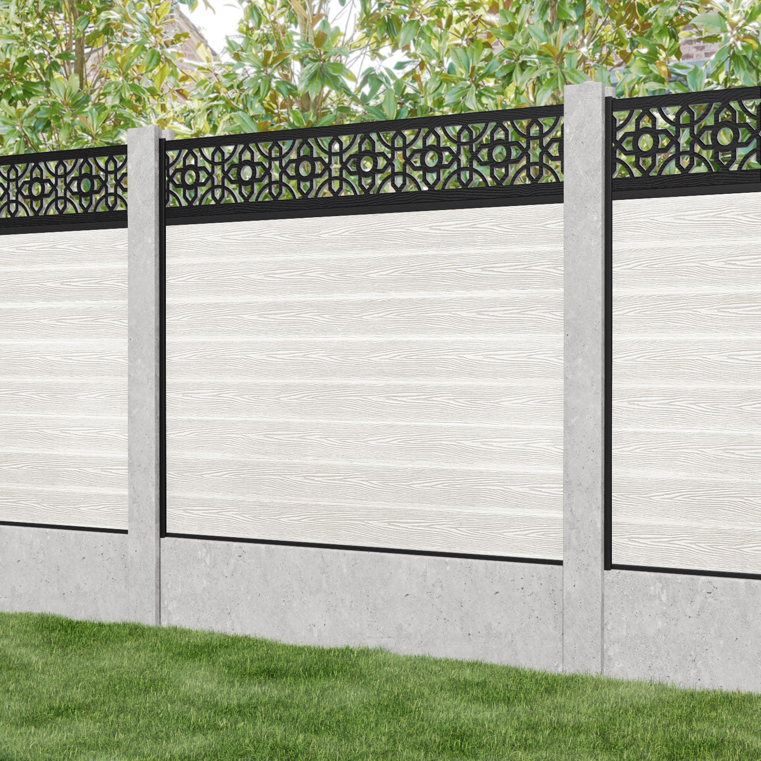 Classic Nabila Fence Panel - Light Stone - for existing concrete posts