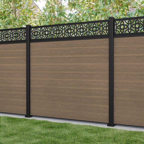 Classic Nabila Fence Panel - Teak - with our aluminium posts