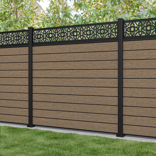 Fusion Nabila Fence Panel - Teak - with our aluminium posts