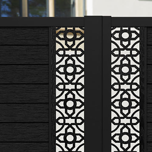Fusion Nabila Straight Top Driveway Gate - Black - Middle & End Screen