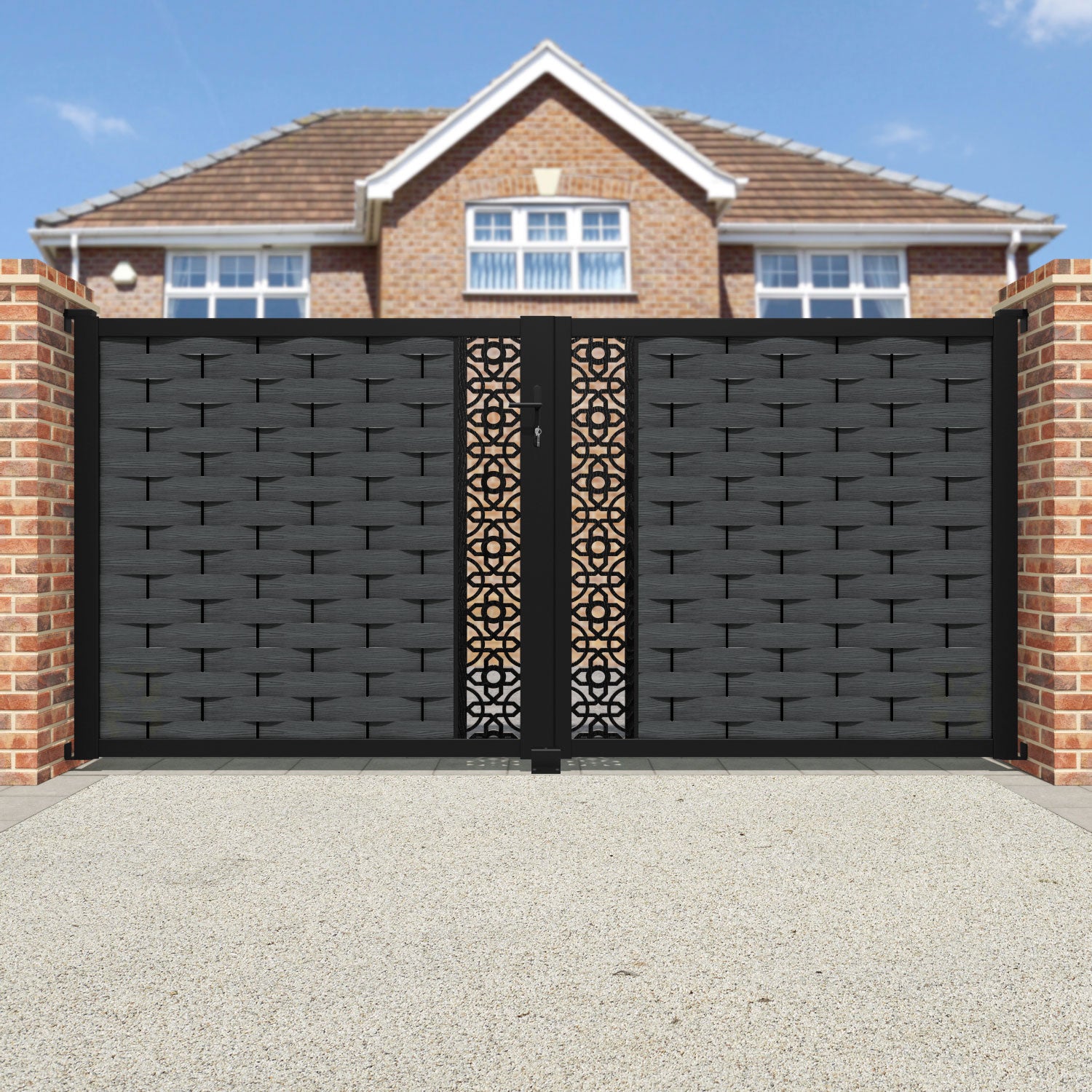 Ripple Nabila Straight Top Driveway Gate - Dark Grey - Middle Screen