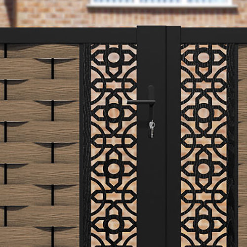 Ripple Nabila Straight Top Driveway Gate - Teak - Middle Screen