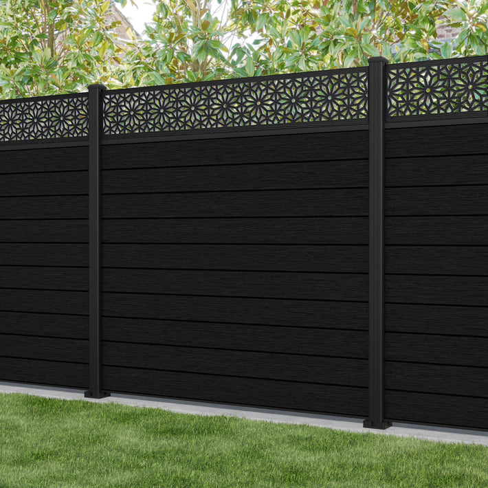 Fusion Narwa Fence Panel - Black - with our aluminium posts