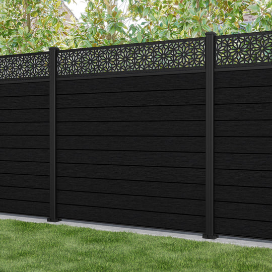 Fusion Narwa Fence Panel - Black - with our aluminium posts