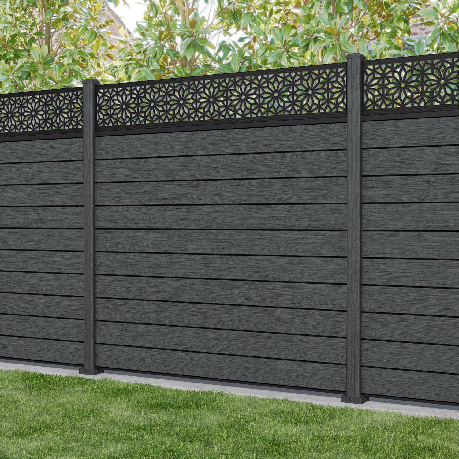 Fusion Narwa Fence Panel - Dark Grey - with our composite posts