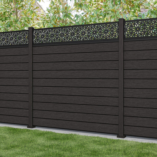 Fusion Narwa Fence Panel - Dark Oak - with our composite posts