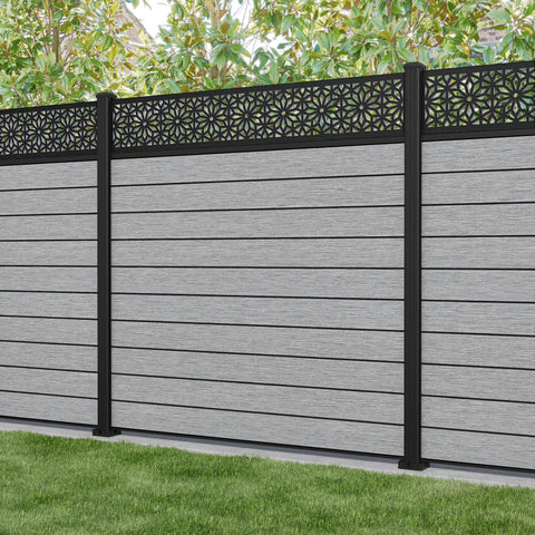 Fusion Narwa Fence Panel - Light Grey - with our aluminium posts