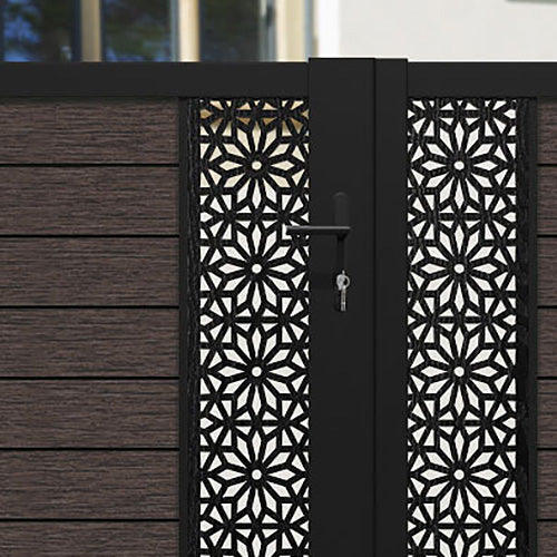 Fusion Narwa Straight Top Driveway Gate - Mid Brown - Middle & End Screen