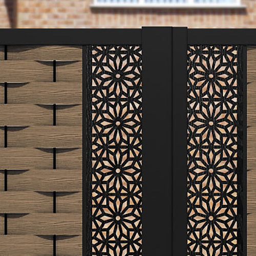 Ripple Narwa Straight Top Driveway Gate - Teak - Middle Screen