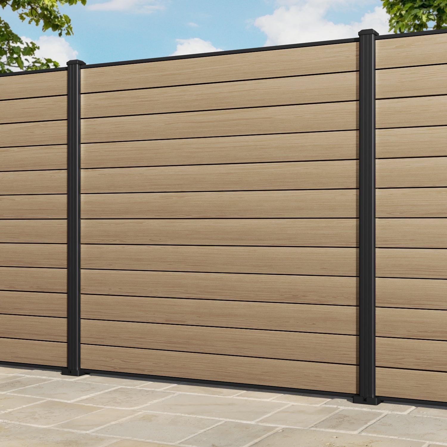 Gate Matching Aluminium Fence Panel - Natural Oak - with our aluminium posts