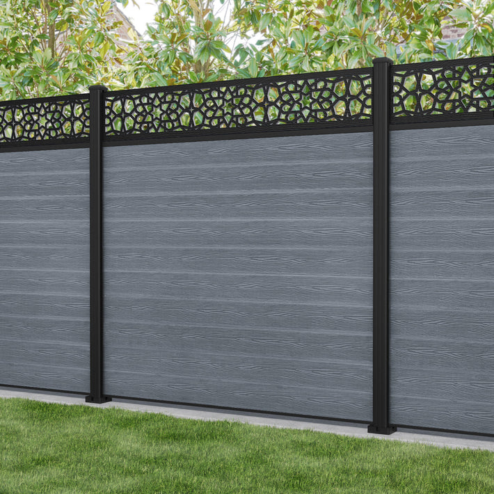 Classic Nazira Fence Panel - Anthracite - with our aluminium posts