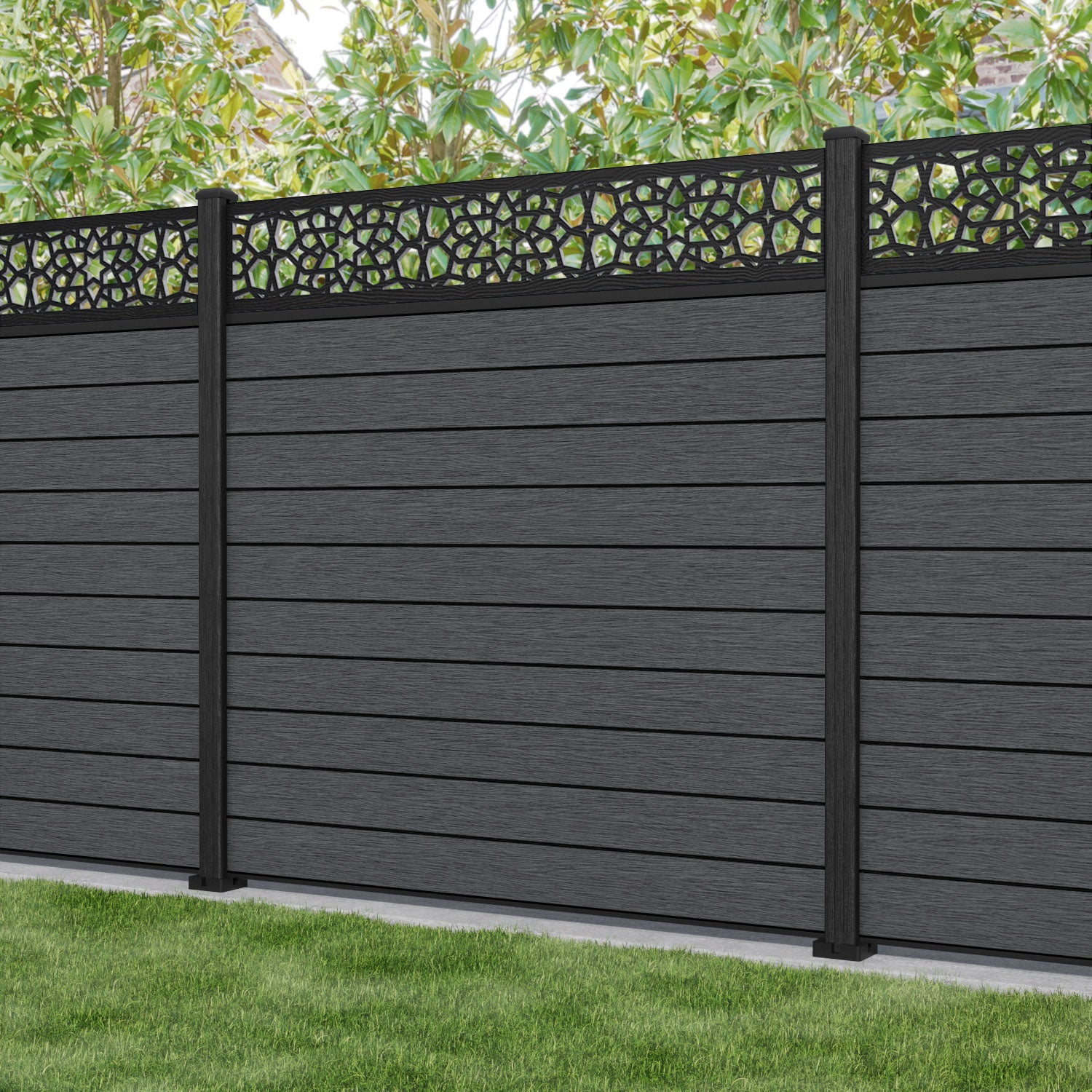 Fusion Nazira Fence Panel - Dark Grey - with our composite posts