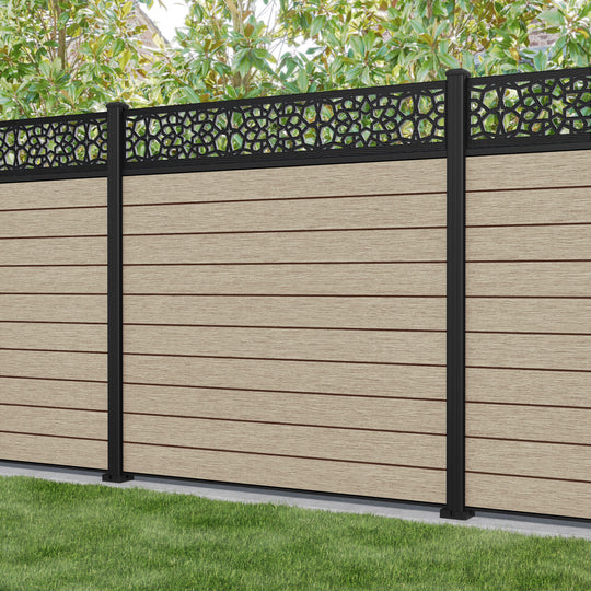 Fusion Nazira Fence Panel - Light Oak - with our aluminium posts