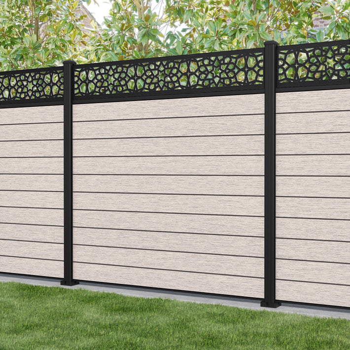 Fusion Nazira Fence Panel - Mid Stone - with our aluminium posts