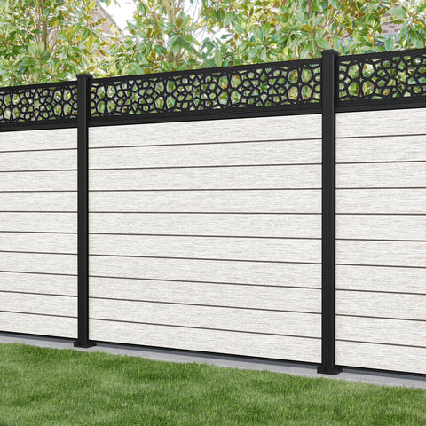 Fusion Nazira Fence Panel - Light Stone - with our aluminium posts
