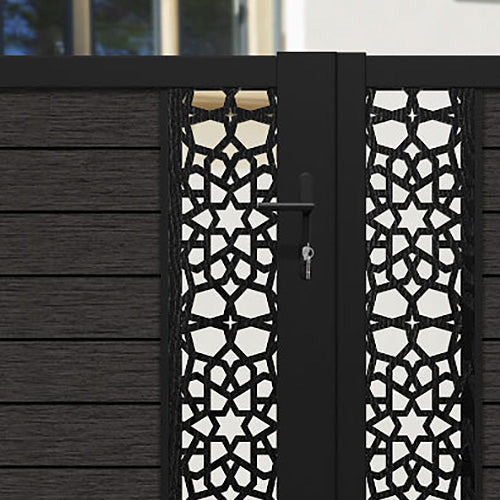 Fusion Nazira Straight Top Driveway Gate - Dark Oak - Middle & End Screen