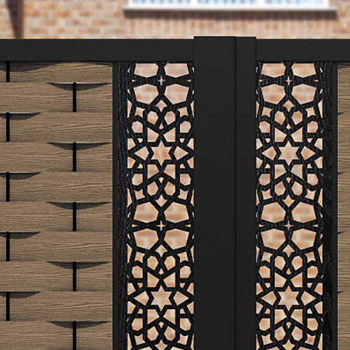 Ripple Nazira Straight Top Driveway Gate - Teak - Middle & End Screen