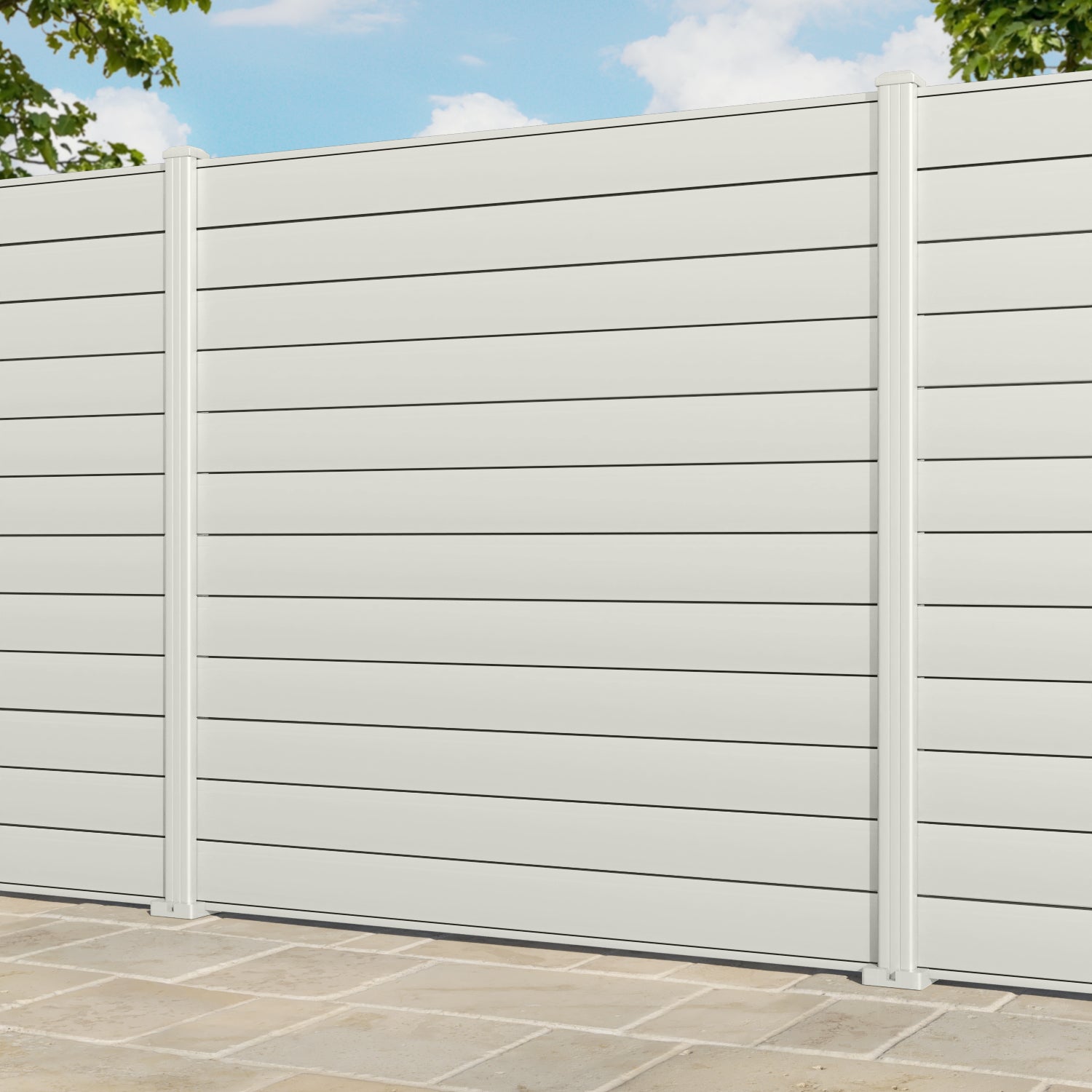 Gate Matching Aluminium Fence Panel - Off White - with our aluminium posts