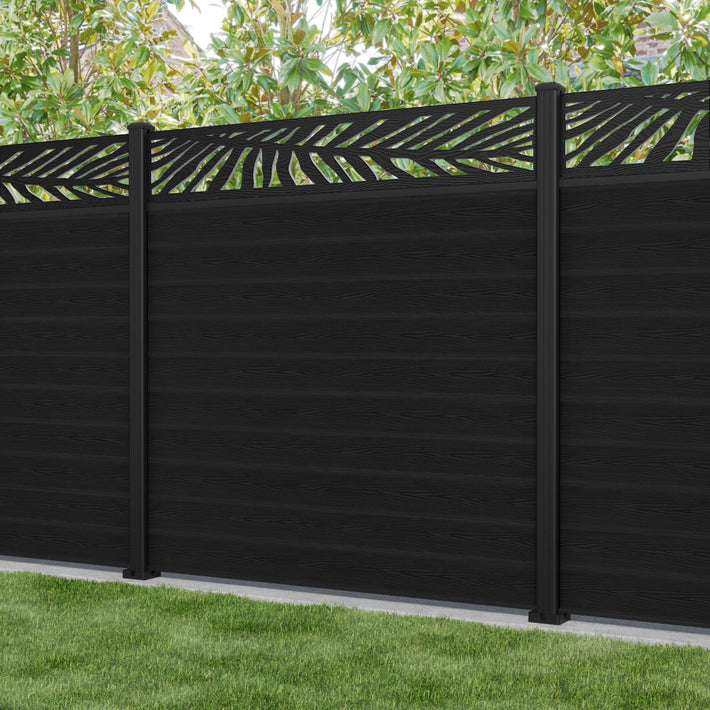 Classic Palm Fence Panel - Black - with our aluminium posts