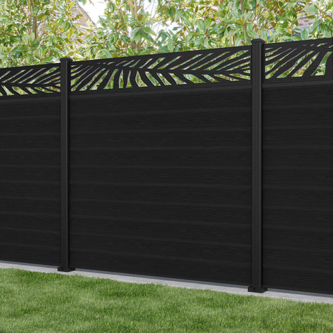 Classic Palm Fence Panel - Black - with our aluminium posts