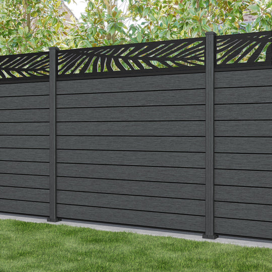 Fusion Palm Fence Panel - Dark Grey - with our composite posts