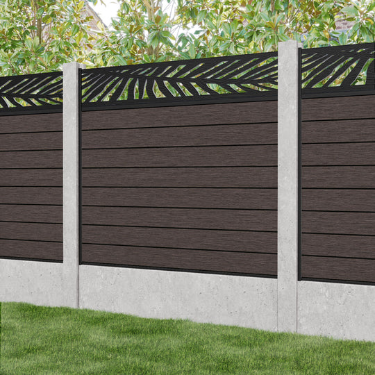 Fusion Palm Fence Panel - Mid Brown - for existing concrete posts