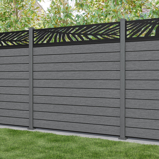 Fusion Palm Fence Panel - Mid Grey - with our composite posts