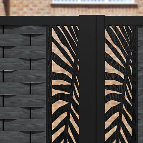 Ripple Palm Straight Top Driveway Gate - Dark Grey - Middle & End Screen