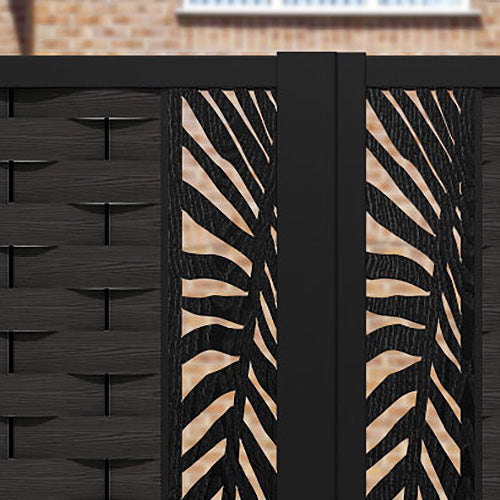 Ripple Palm Straight Top Driveway Gate - Dark Oak - Middle & End Screen