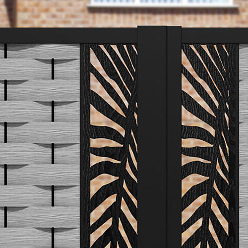 Ripple Palm Straight Top Driveway Gate - Light Grey - Middle Screen