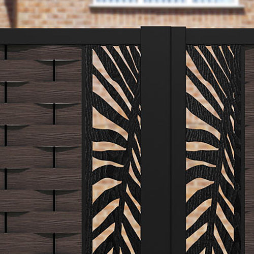 Ripple Palm Straight Top Driveway Gate - Mid Brown - Middle & End Screen