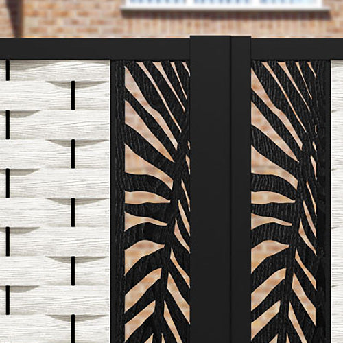 Ripple Palm Straight Top Driveway Gate - Light Stone - Middle & End Screen