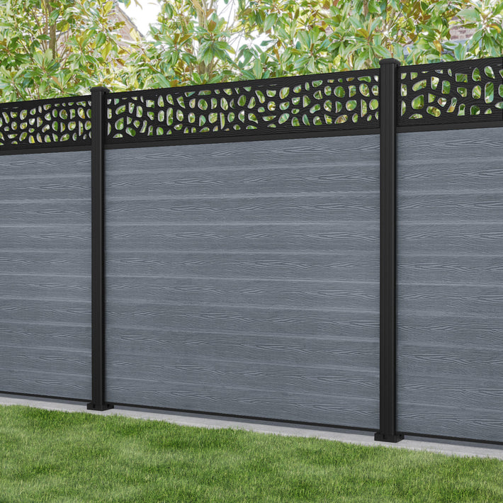 Classic Pebble Fence Panel - Anthracite - with our aluminium posts