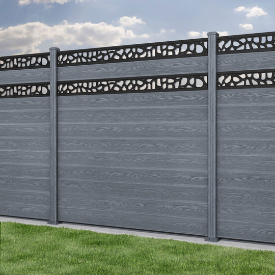 Classic Pebble Split Screen Fence Panel - Anthracite - with our composite posts