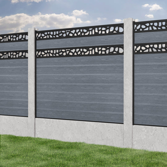 Classic Pebble Split Screen Fence Panel - Anthracite - for existing concrete posts