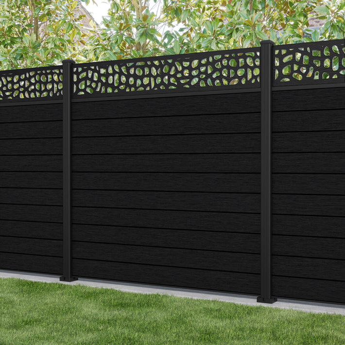 Fusion Pebble Fence Panel - Black - with our aluminium posts