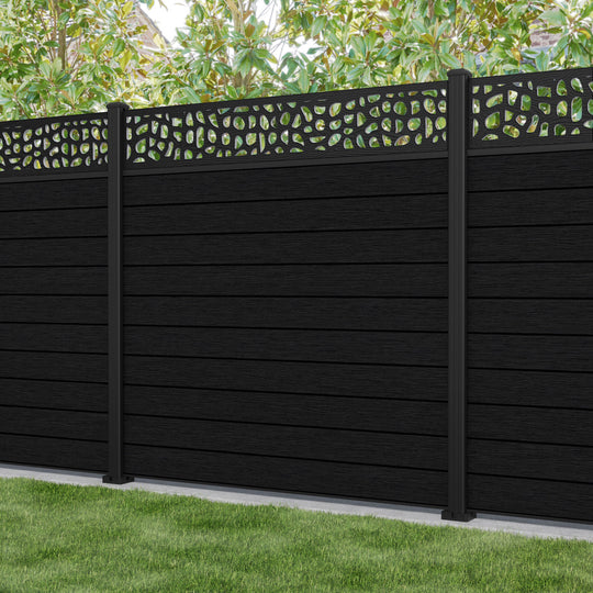 Fusion Pebble Fence Panel - Black - with our aluminium posts