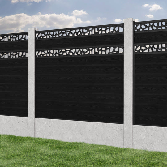 Classic Pebble Split Screen Fence Panel - Black - for existing concrete posts