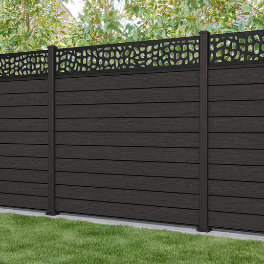Fusion Pebble Fence Panel - Dark Oak - with our composite posts