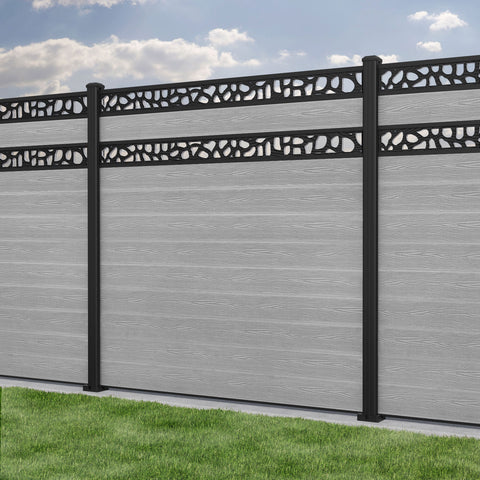 Classic Pebble Split Screen Fence Panel - Light Grey - with our aluminium posts
