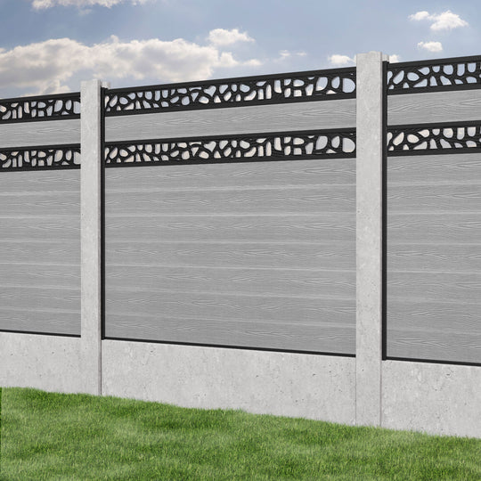 Classic Pebble Split Screen Fence Panel - Light Grey - for existing concrete posts